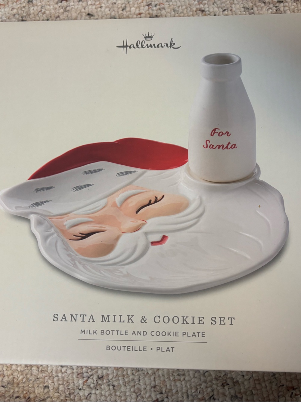 Hallmark Santa Milk & Cookie Set - White and Red